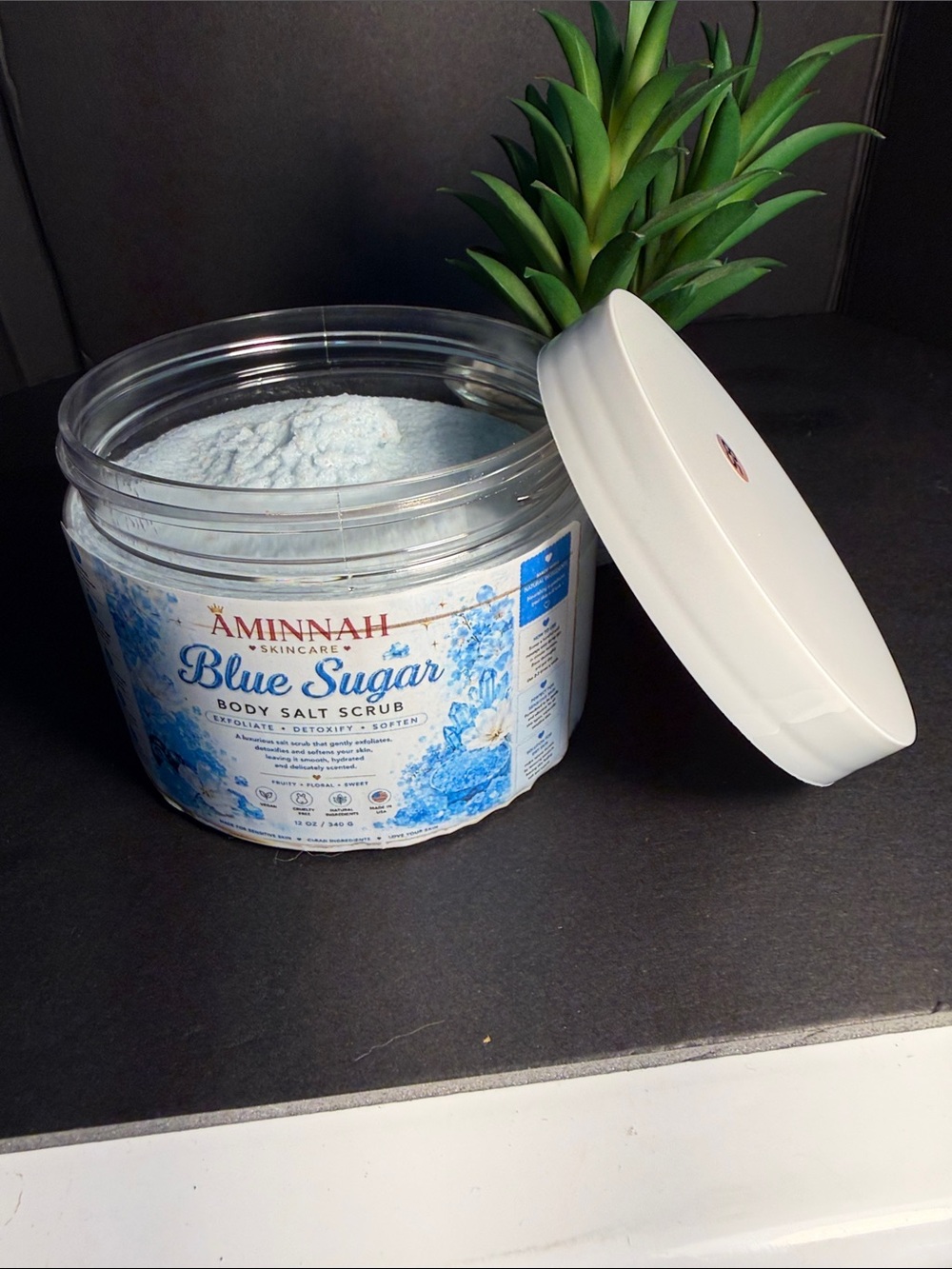 Aminnah Blue Sugar Salt Scrub 12 oz